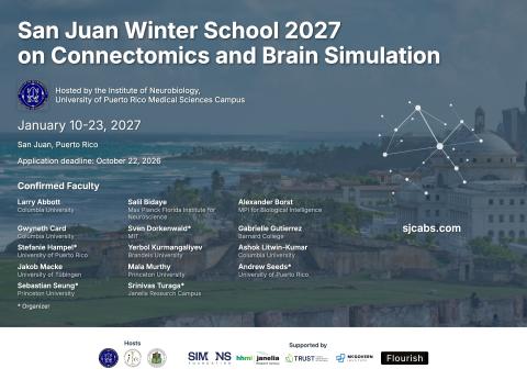 Flyer: Applications are open for the San Juan Winter School on Connectomics and Brain Simulation 2027!