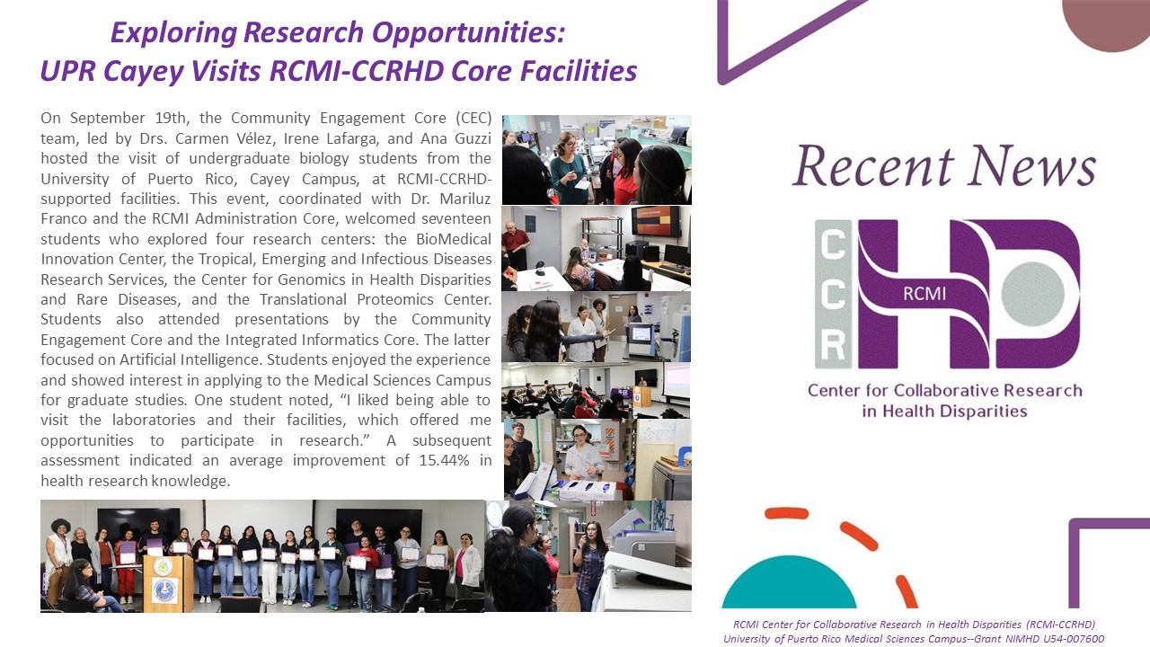 Exploring Research Opportunities: UPR Cayey Visits RCMI-CCRHD Core Facilities